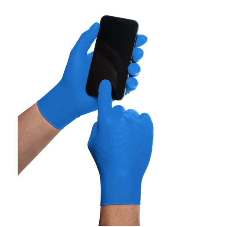 Manusi Nitril Gofrate Diamantate Blue M,50 buc