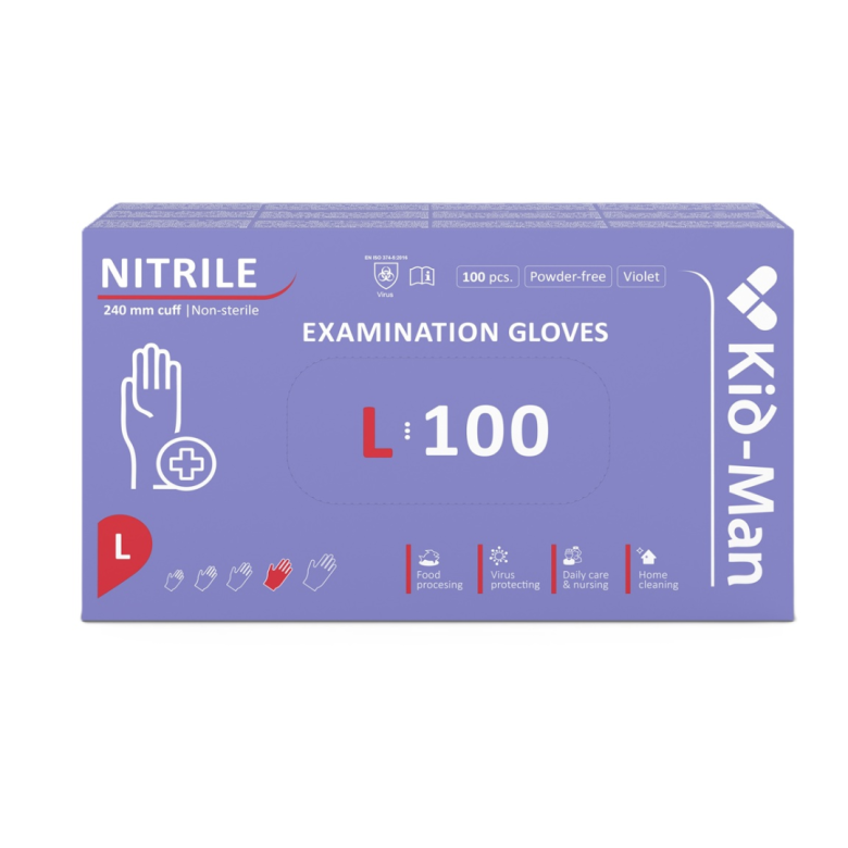 Manusi nitril, Kid Man, Purple, L, 100 buc