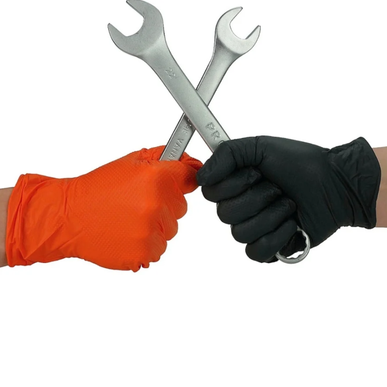 Manusi Nitril Gofrate Diamantate Orange S,50 buc