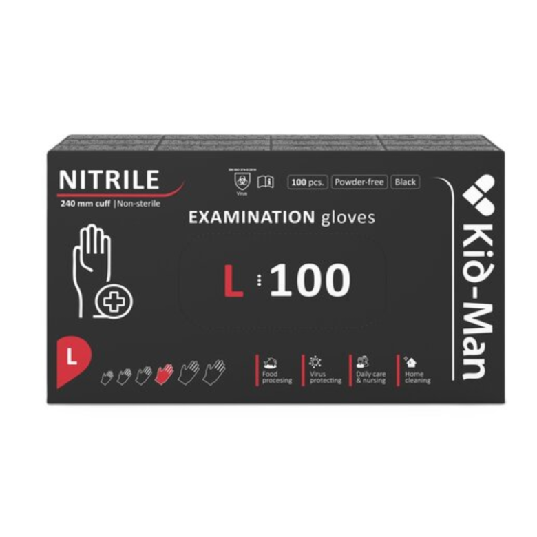 Manusi nitril, Kid Man, Black, L, 100 buc