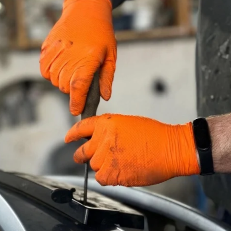 Manusi Nitril Gofrate Diamantate Orange L,50 buc