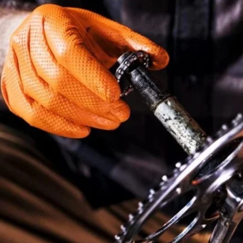 Manusi Nitril Gofrate Diamantate Orange L,50 buc