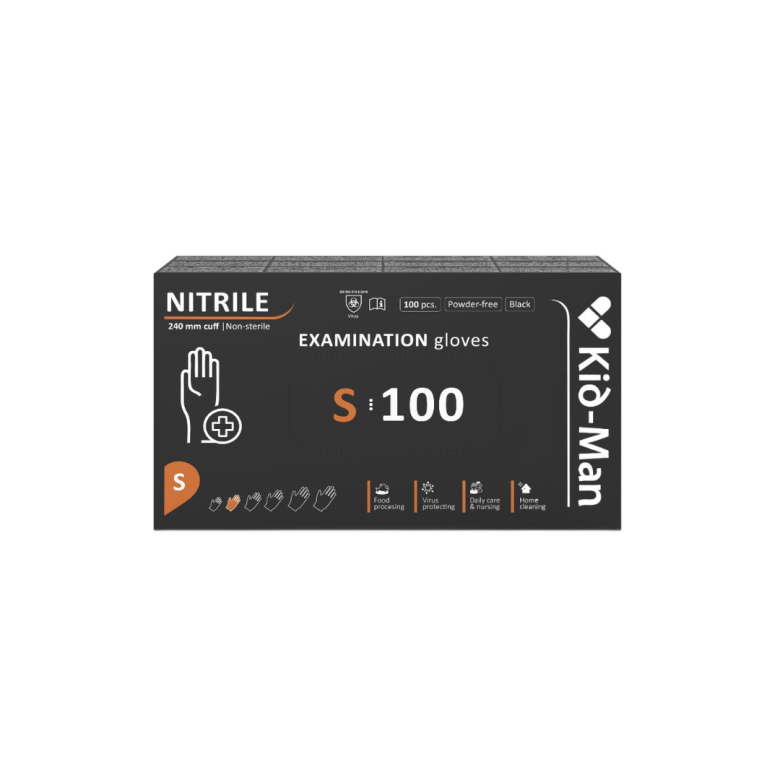 Manusi nitril, Kid Man, Black, S, 100 buc