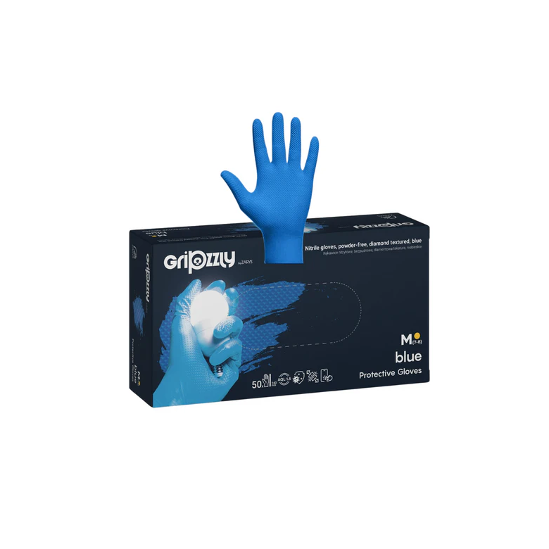 Manusi Nitril Gofrate Diamantate Blue M,50 buc