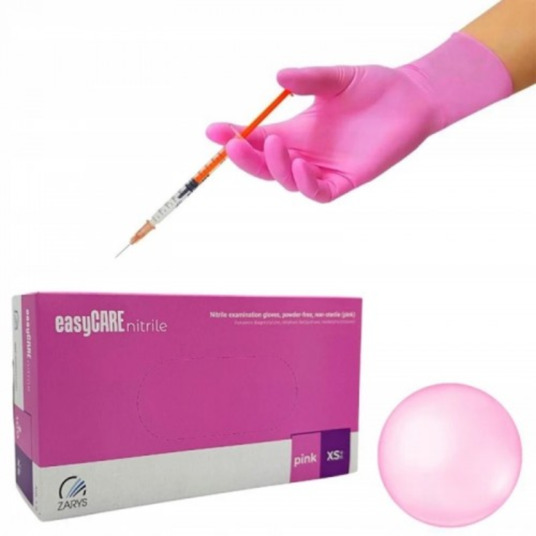 Manusi nitril de unica folosinta, Pink, M, 100 buc