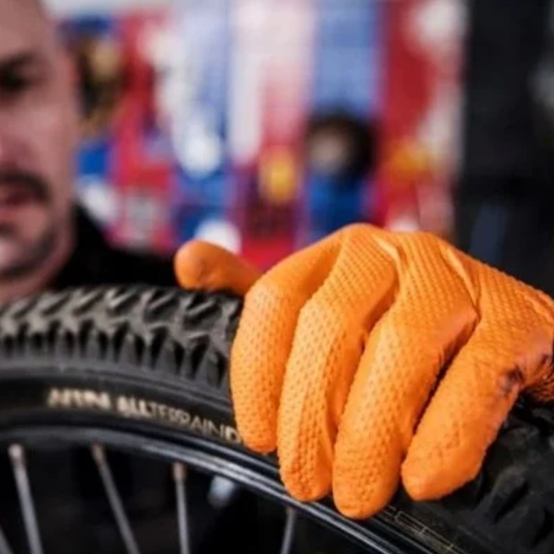 Manusi Nitril Gofrate Diamantate Orange XL,50 buc