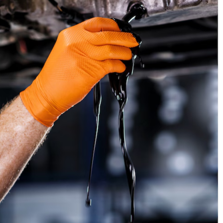 Manusi Nitril Gofrate Diamantate Orange L,50 buc