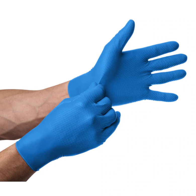 Manusi Nitril Gofrate Diamantate Blue M,50 buc