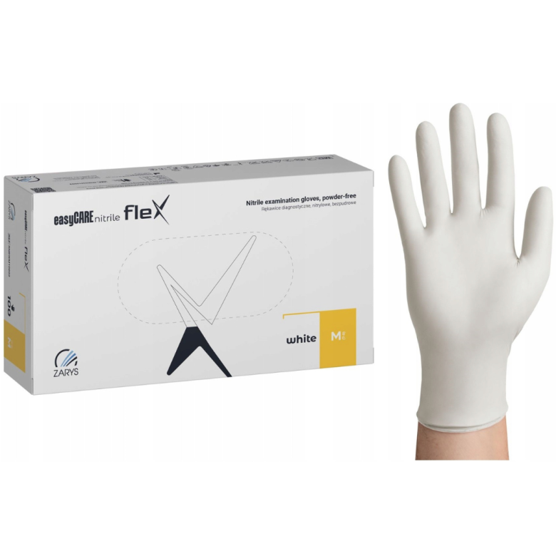 Manusi nitril de unica folosinta, Alb ,M, 100 buc