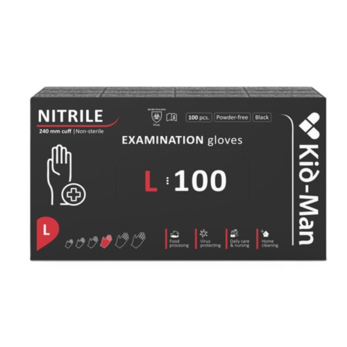 Manusi nitril, Kid Man, Black, L, 100 buc